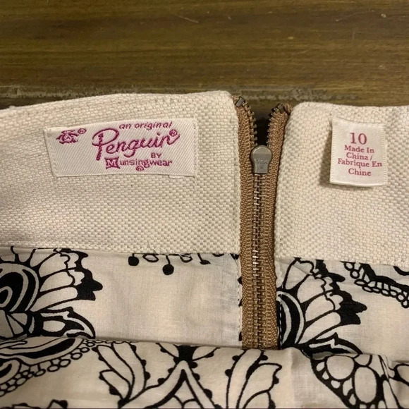 Original Penguin Tan Cream Canvas Skirt Slim Belt Mini Short Y2K Zipper Size 10 - Picture 4 of 12